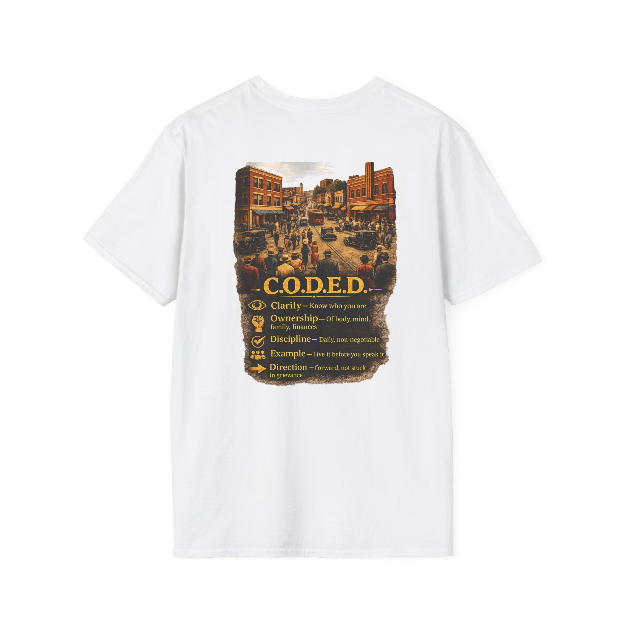 C.O.D.E.D. Vintage Town Graphic T-Shirt — Motivational History-Inspired Tee