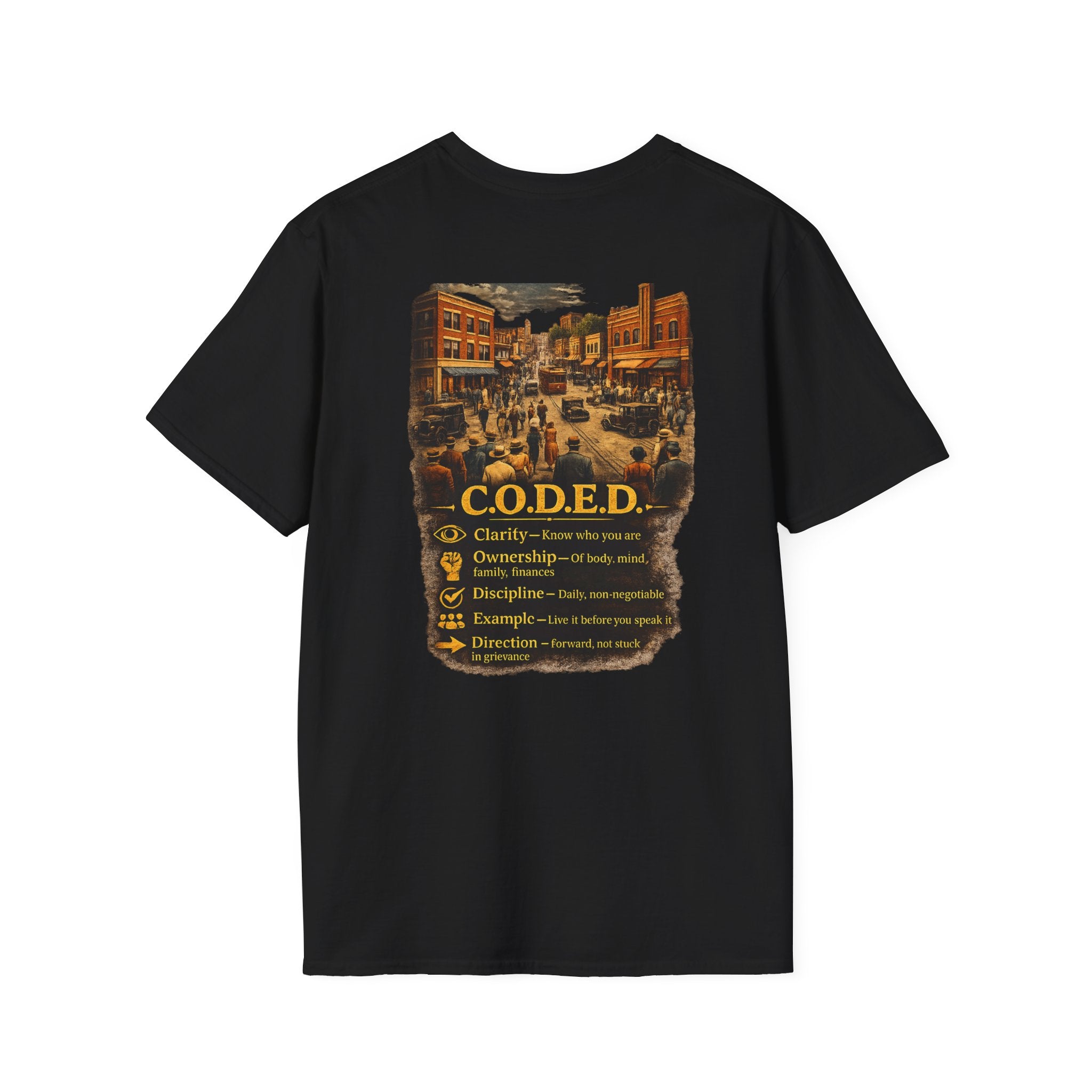 C.O.D.E.D. Vintage Town Graphic T-Shirt — Motivational History-Inspired Tee